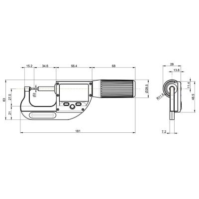 SYLVAC Digital Mikrometer S_MIKE PRO IP67 BT cyl, Ø2mm, 25-60 mm inkl. certifikat